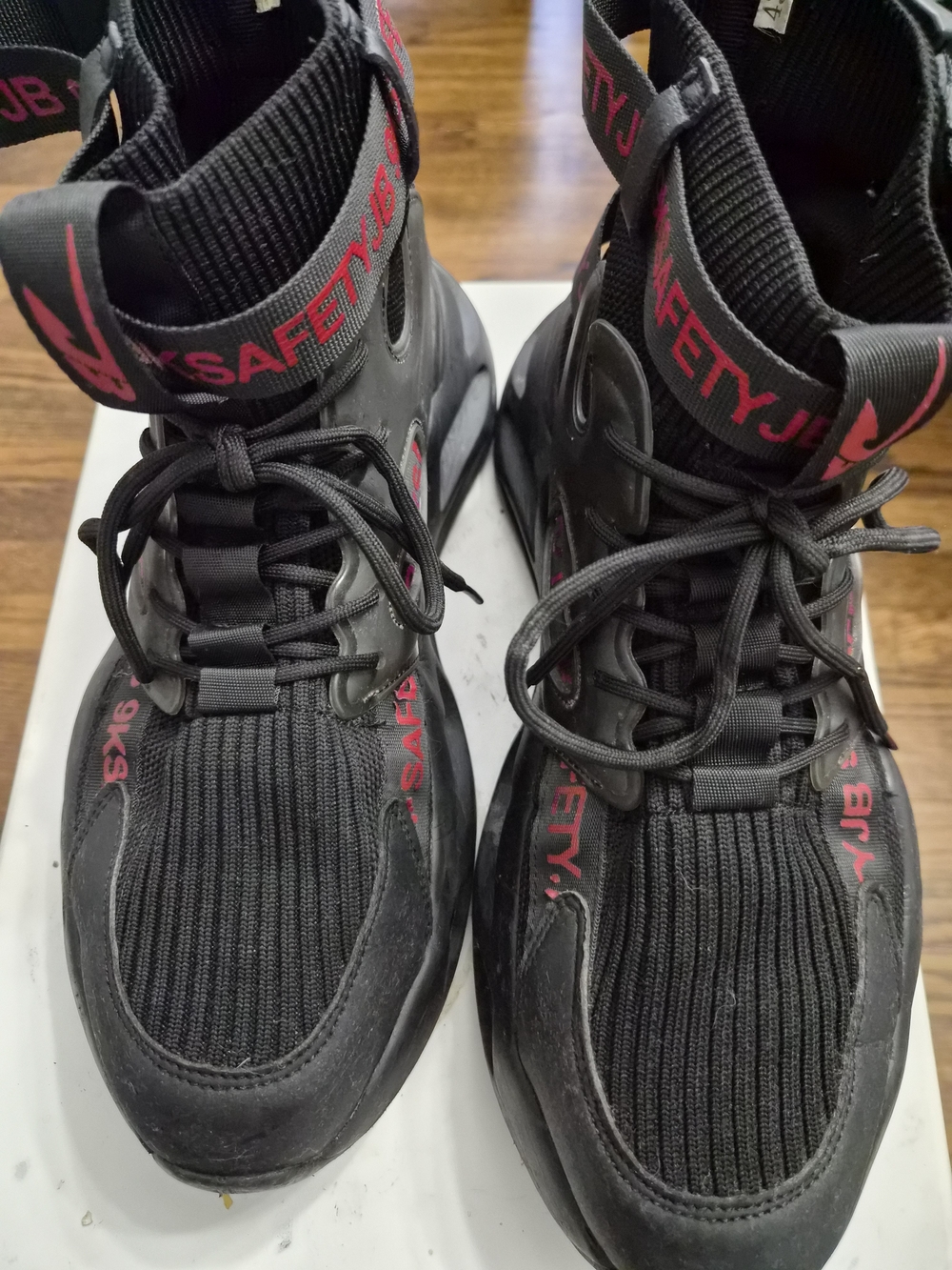 Men's Black and Red High-Top Work Sneakers